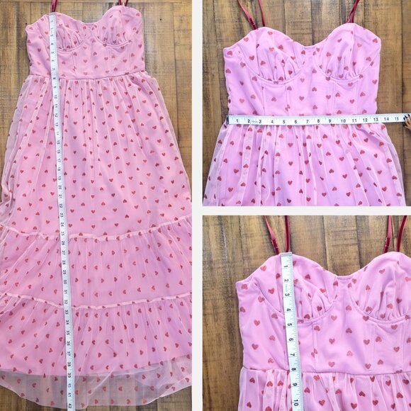 Betsey Johnson Classically Pink Heart Dress Pale Pink Red Glitter Hearts… - Picture 13 of 13